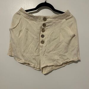 BB Dakota High Waist Cream Button Shorts
